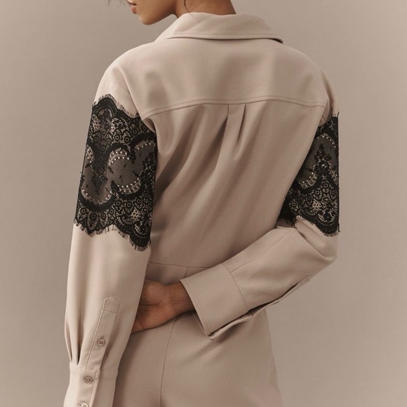 Anthropologie Cream and Black Lace Romper - Picture 4 of 4